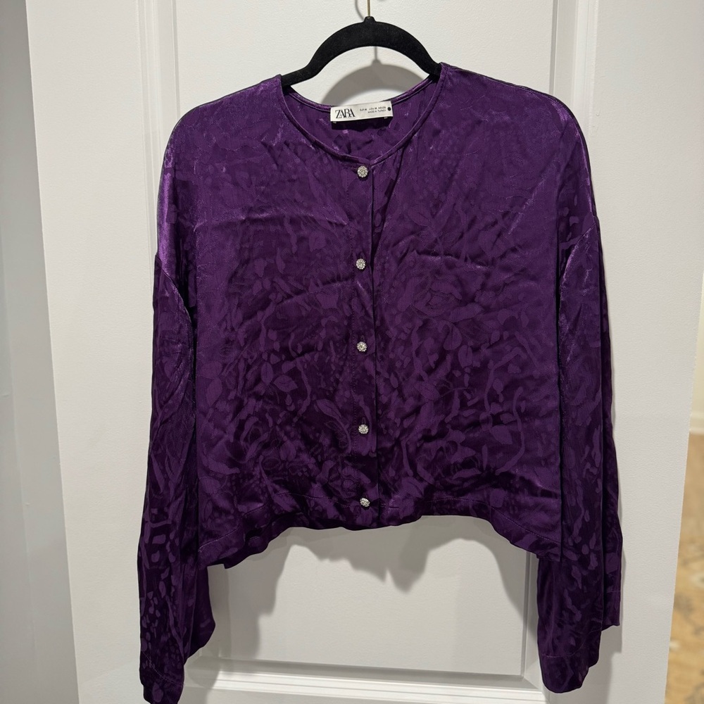 Zara Women's Button Up Cropped Blouse